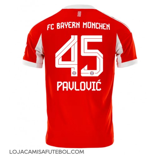 Camisa de Futebol Bayern Munich Aleksandar Pavlovic #45 Equipamento Principal 2025-26 Manga Curta